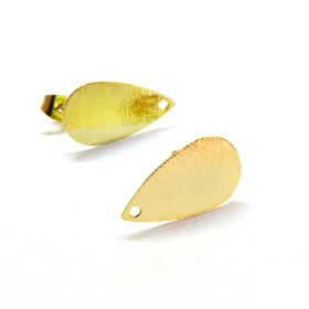 Boucles d'oreille Puce Goutte striée 18.5mm finition laiton Doré 18KT