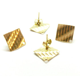 Boucles d'oreille Puce Losange Ondulé 16 mm en Acier Inoxydable 304