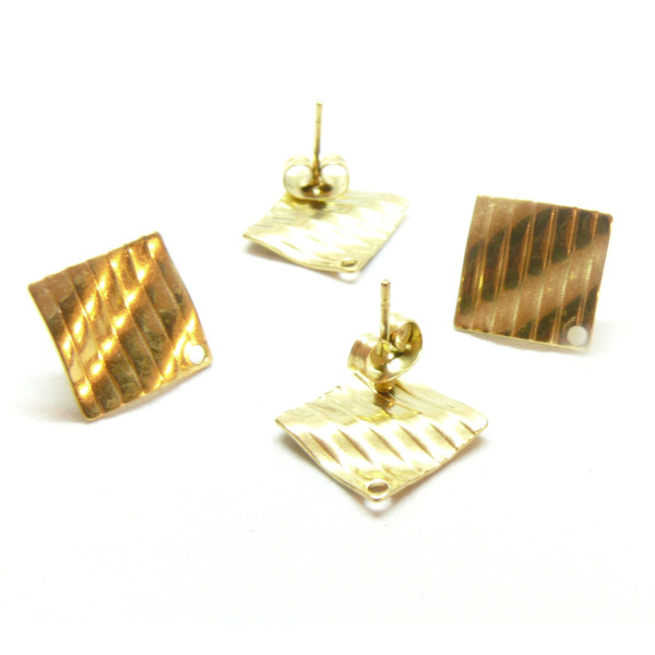 Boucles d'oreille Puce Losange Ondulé 16 mm en Acier Inoxydable 304