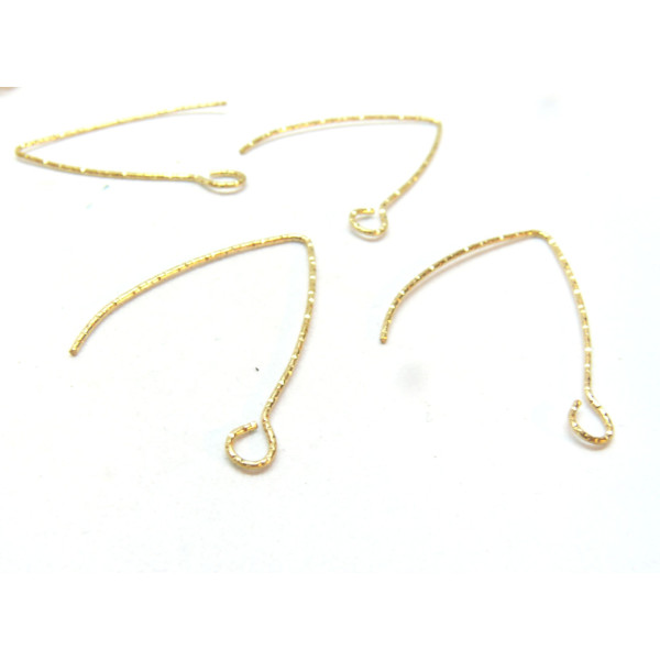 Boucles d’oreille Dormeuse Crochet à décorer 27mm striées – Acier Inoxydable 316 Doré, placage  IONIQUE