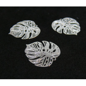 Estampes Pendentif Connecteur Filigrane Feuille Monstera 18mm – Argenté