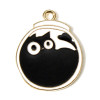 Pendentifs Chats Émaillés Noir 26mm Base Doré