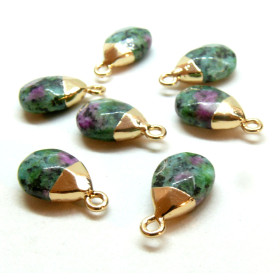 Pendentif 17mm Ruby Zoïsite avec métal finition Doré