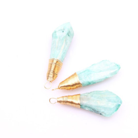 Pendentif 55mm en Pierre effet métallisé avec métal finition Doré