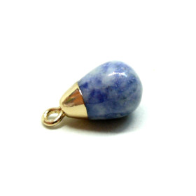 Pendentif Pierre bleue Sodalite métal finition Doré