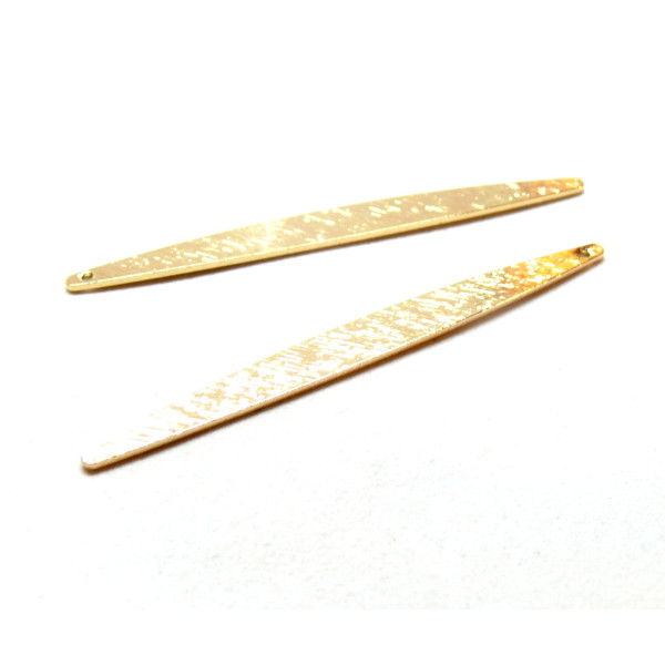 Pendentifs Oblongs Fins 62mm – Laiton Doré  à l'or fin 18K