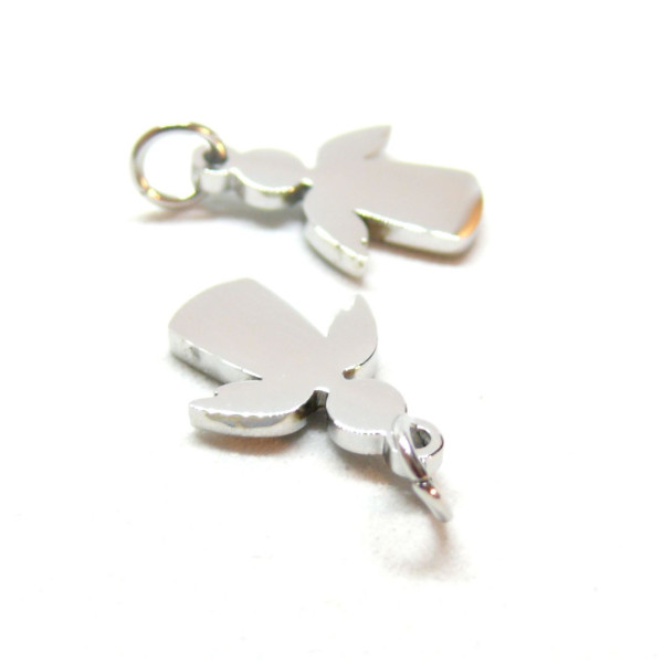 Pendentifs avec anneau Ange 15mm en Acier Inoxydable finition Argenté REF 1