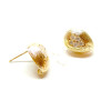 Boucles d'oreille Puce Goutte et Strass 14mm avec attache en Acier Inoxydable finition Doré 18KT