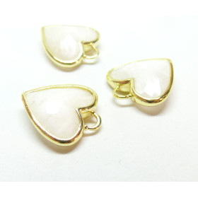 Pendentif Coeur Pierre de Lune 20mm en laiton finition Doré 18KT