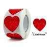 Stickers ' Coeur rouge effet paillette ' 25mm pour customisation boite cadeaux et scrapbooking