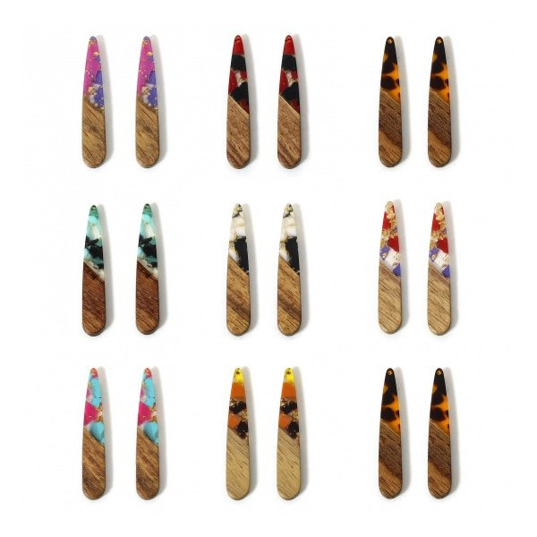 Pendentifs Longue Goutte 44 mm – Bois et Résine