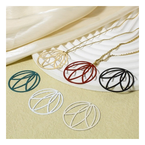 Estampes Pendentifs Cercle Art déco 36mm métal finition Noir