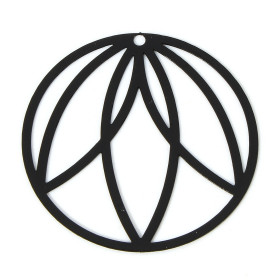 Estampes Pendentifs Cercle Art déco 36mm métal finition Noir