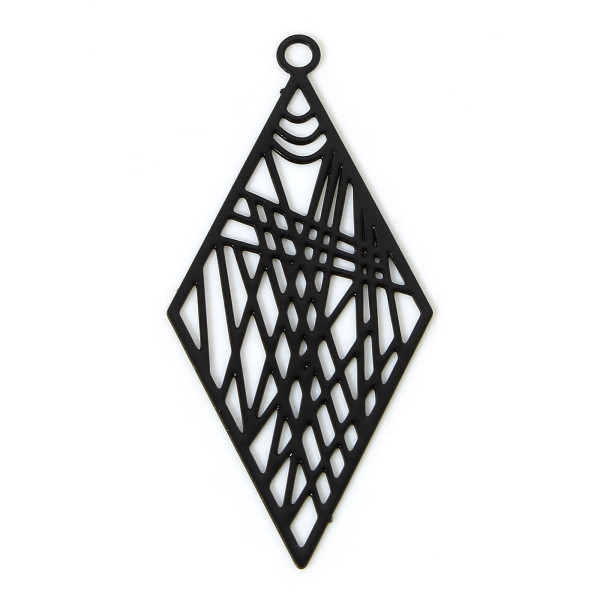 Estampes Pendentifs Losange Art déco 33mm métal finition Noir