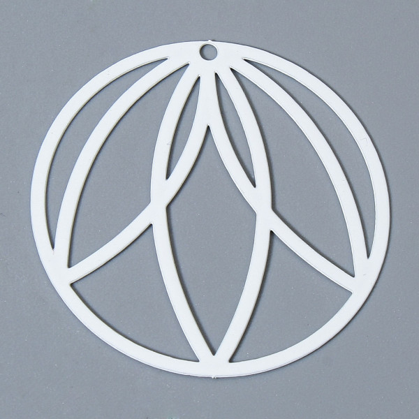 Estampes Pendentifs Cercle Art déco 36mm métal finition Blanc
