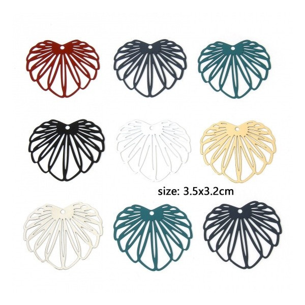 Estampes Pendentifs Feuille 35mm métal finition Argenté