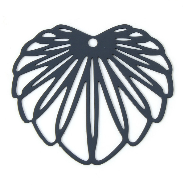 Estampes Pendentifs Feuille 35mm métal finition Gris Bleu