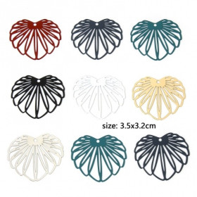 Estampes Pendentifs Feuille 35mm métal finition Rouge