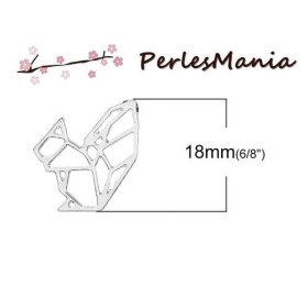 Pendentif, breloque 18mm ECUREUIL ORIGAMI ARGENT VIF