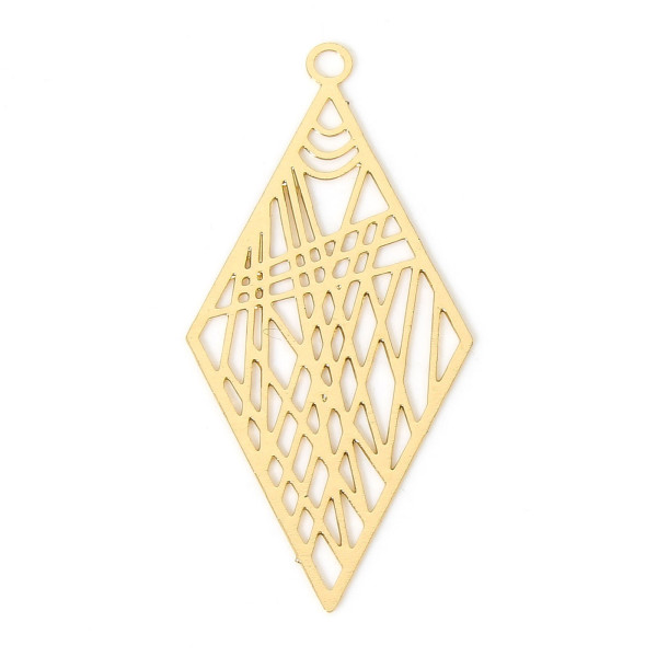 Estampes Pendentifs Losange Art déco 33mm métal finition Doré