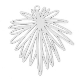 Estampes Pendentifs Fleurs feuille 39mm métal finition Argenté