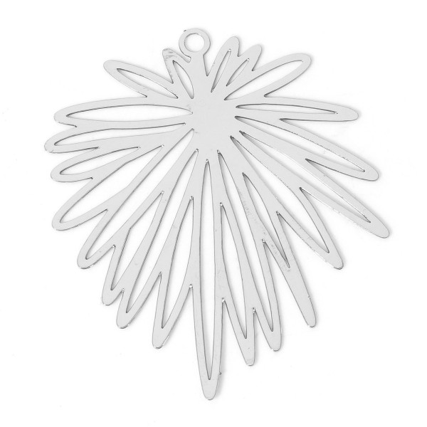 Estampes Pendentifs Fleurs feuille 39mm métal finition Argenté