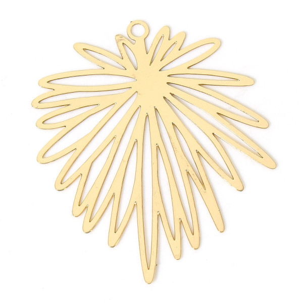 Estampes Pendentifs Fleurs feuille 39mm métal finition Doré