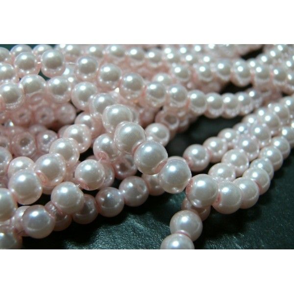30 perles de verre nacre rose pale 6mm ref 2G5709 