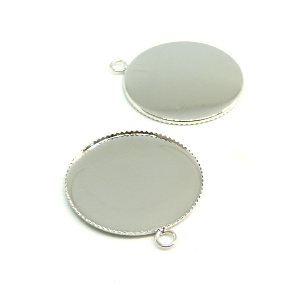 Supports de pendentif PLATEAU attache ronde 20mm laiton couleur Argent Platine