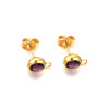 Boucles d'oreille Puce et Strass avec attache et embout 7mm en Acier Inoxydable finition Doré à l'or fin 18K