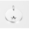Pendentif avec anneau médaillon avec Etoile 20mm en  Acier Inoxydable 304 finition Argenté