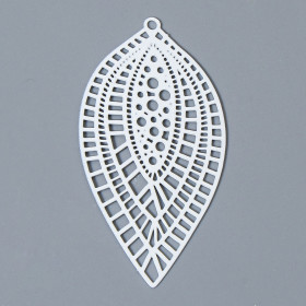 Estampes Pendentifs marquise Travaillées 45mm métal finition BLANC