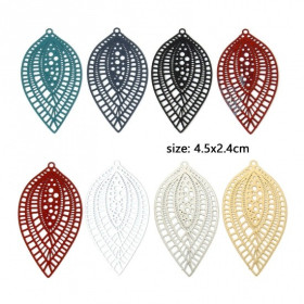 Estampes Pendentifs marquise Travaillées 45mm métal finition Gris Bleu