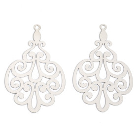 Estampes Pendentifs Arabesque 45mm métal finition Argent Platine