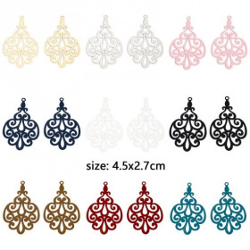 Estampes Pendentifs Arabesque 45mm métal finition Bleu Vert Pétrole