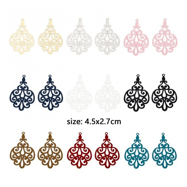Estampes Pendentifs Arabesque 45mm – Métal finition Bleu Vert Pétrole
