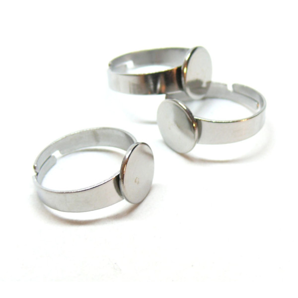 Supports de Bague plateau lisse 8mm, Acier Inoxydable 304 finition Argenté