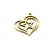 Pendentifs Coeur avec Etoile 15mm en Acier Inoxydable 316 Doré pour bijoux raffinés