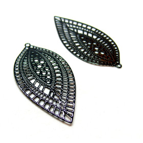 Estampes Pendentifs marquise Travaillées 45mm métal finition NOIR