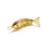 Pendentif Poisson 3D articulé 33mm, Cuivre finition Doré à l'or fin 18K