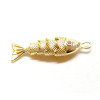 Pendentif Poisson 3D articulé 33mm, Cuivre finition Doré à l'or fin 18K
