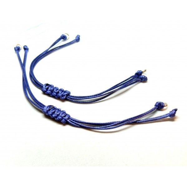 Bracelets Réglable en Corde Bleu Nuit 0.8 mm - anneaux Doré