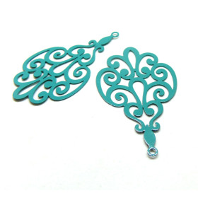Estampes Pendentifs Arabesque 45mm – Métal finition Bleu Vert Pétrole