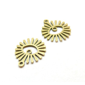 Pendentifs Oeil de la protection dans soleil 15mm Acier Inoxydable 304 finition Doré