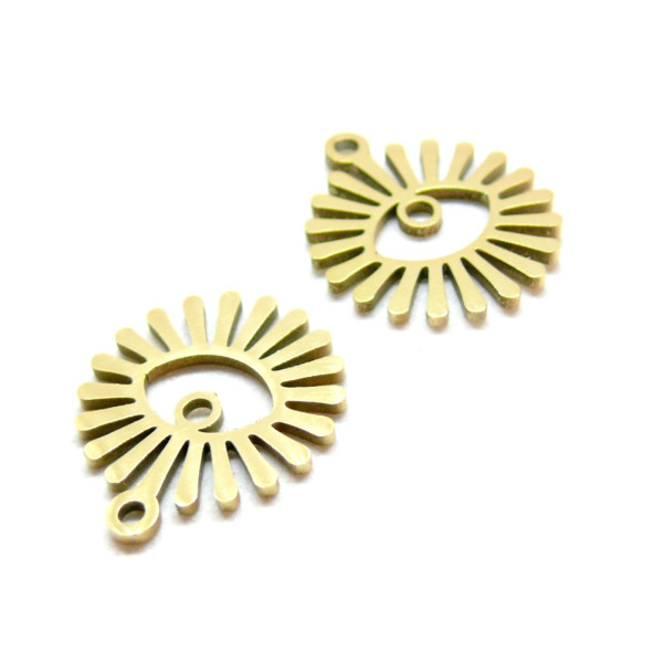 Pendentifs Oeil de la protection dans soleil 15mm Acier Inoxydable 304 finition Doré