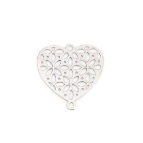 Estampes connecteur Coeur Ajouré métal couleur Argent Platine