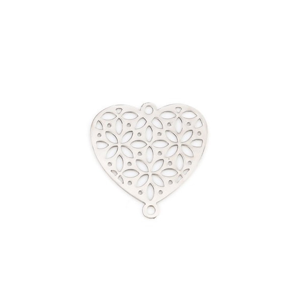 Estampes connecteur Coeur Ajouré métal couleur Argent Platine