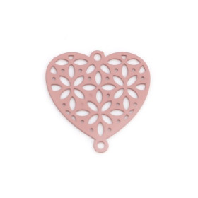 Estampes connecteur Coeur Ajouré métal couleur Rose