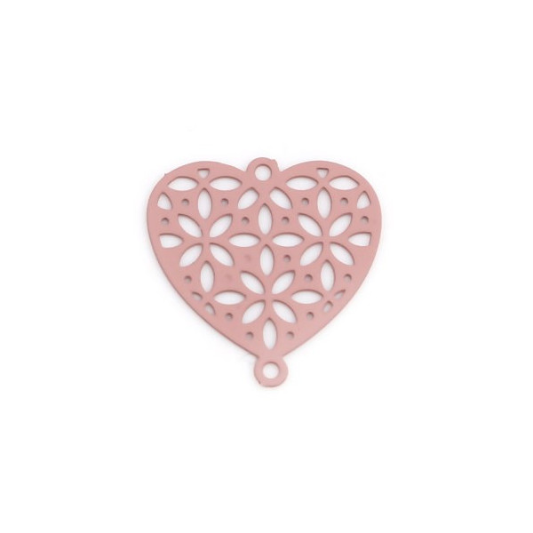 Estampes connecteur Coeur Ajouré métal couleur Rose