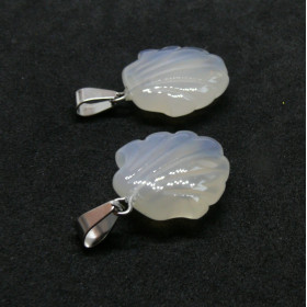 Pendentif Coquille Saint Jacques 22m Agate métal coloris Argent